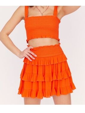 Free People Thalia Ruffled Smocked Skirt